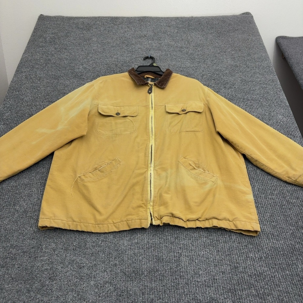 Vintage Faded Glory Jacket Woman 2X Yellow Cotton Canvas Corduroy Barn Workwear